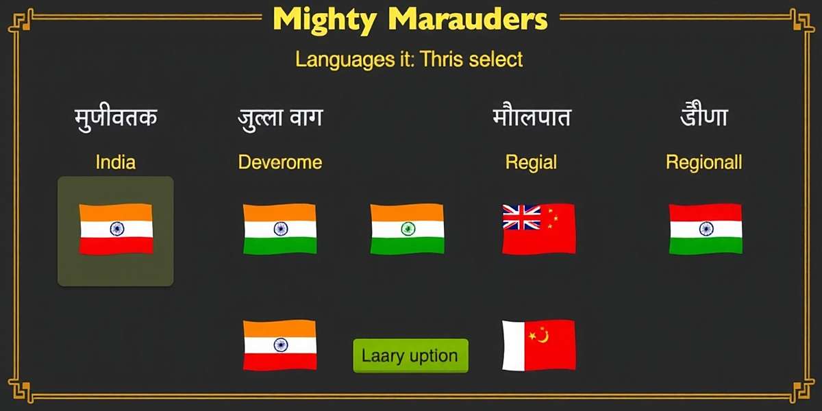 Mighty Marauders Indian Language Support Mighty Marauders language selection screen showing various Indian language options with regional flags