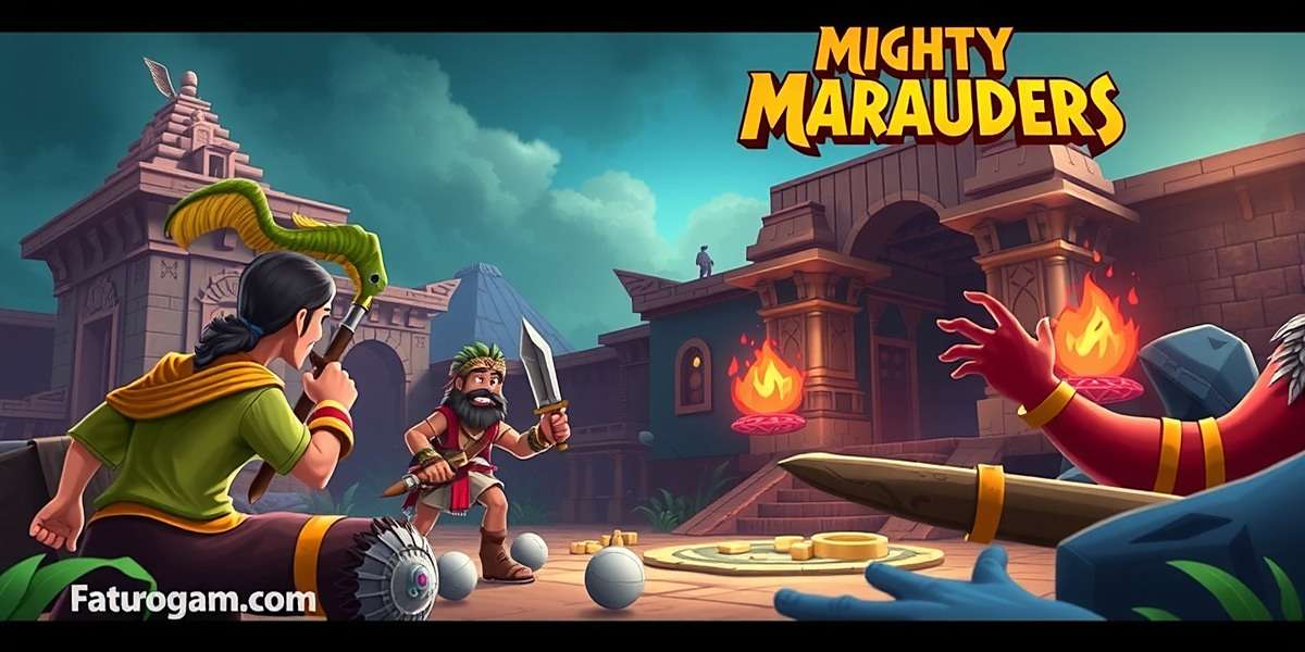 Mighty Marauders - India's Epic Action Game Mighty Marauders game cover featuring Indian adventurers exploring ancient ruins with treasure and dangerous obstacles